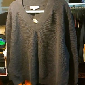 Women Loft V neck sweater tunic top size XL beautiful fabric new with tags